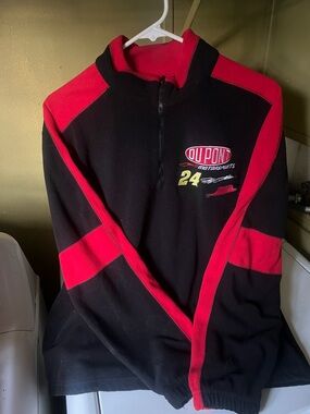 Nascar Black and Red Zip-Up Sweater with DuPont Logo